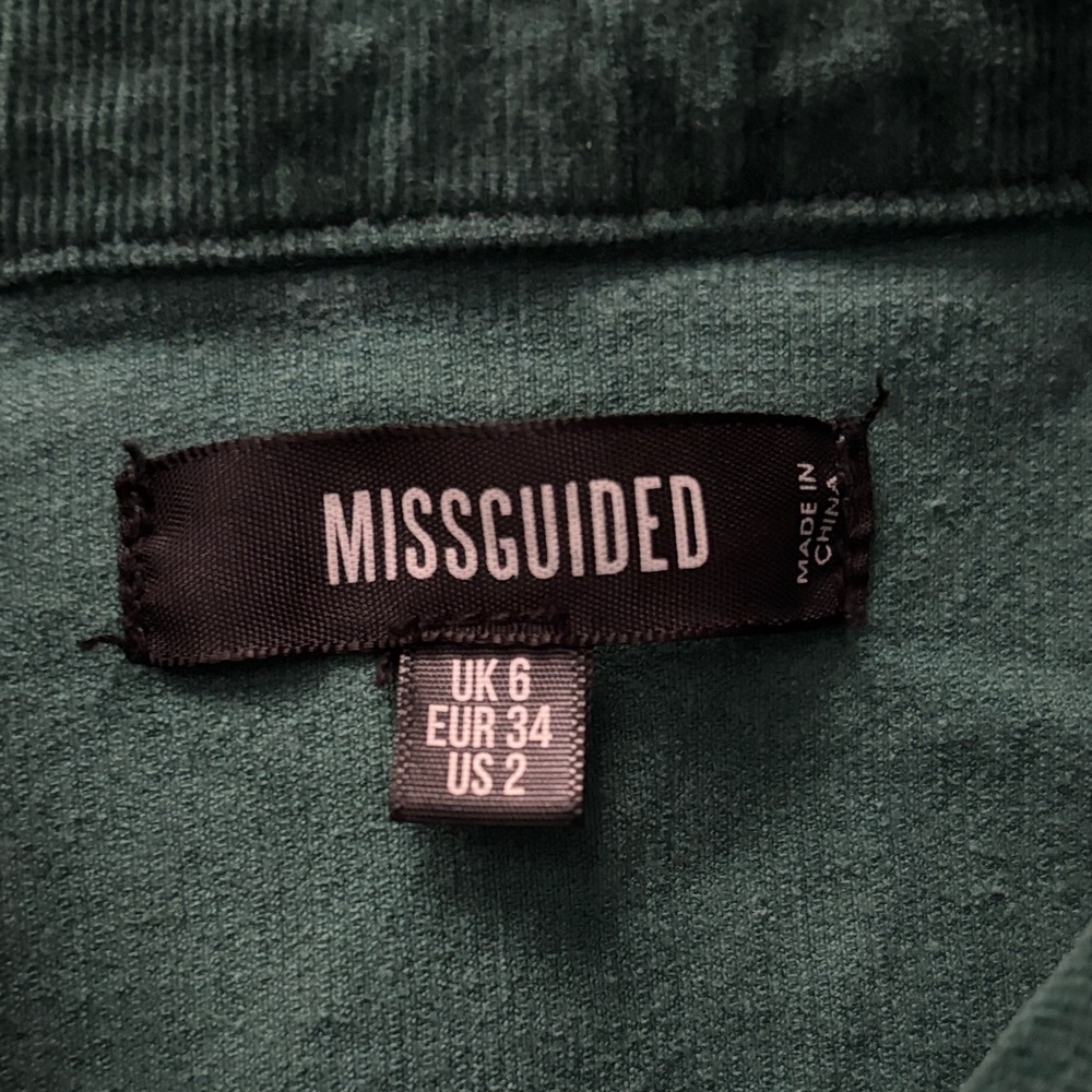 Missguided Forest Green Cropped Corduroy Button Up Jacket Size 2 - Picture 3 of 7